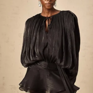 Dresses For Woman French Vestidos Elegant Puff Sleeve Dress Fashionable Loose Lace-up Solid Color Leace-up Simple Style Trendy