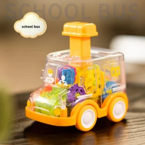 Baby Toy Cartoon Press Gear Car Transparent Rebound Car Birthday Gift